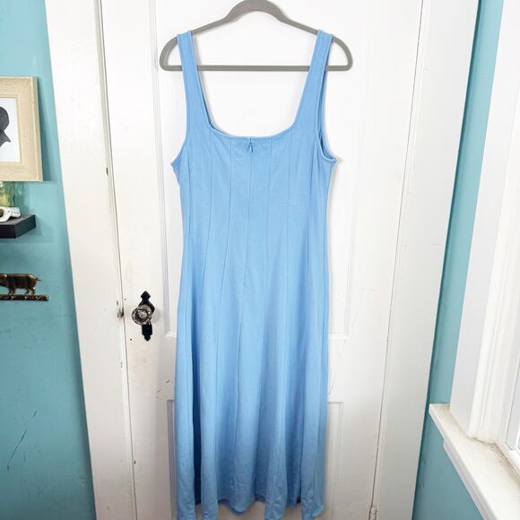 Ann Taylor LOFT Ponte Knit Seamed Flare Sleeveless Midi Dress Blue Size 12 Flowy - Picture 6 of 13